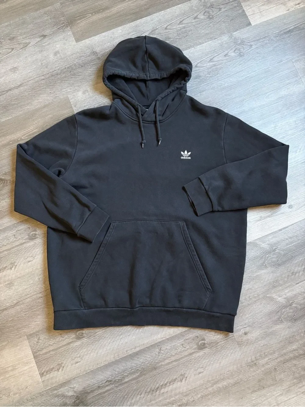 Adidas Essentials Black Trefoil Pullover Hoodie 2XL Athleisure Gym Workout